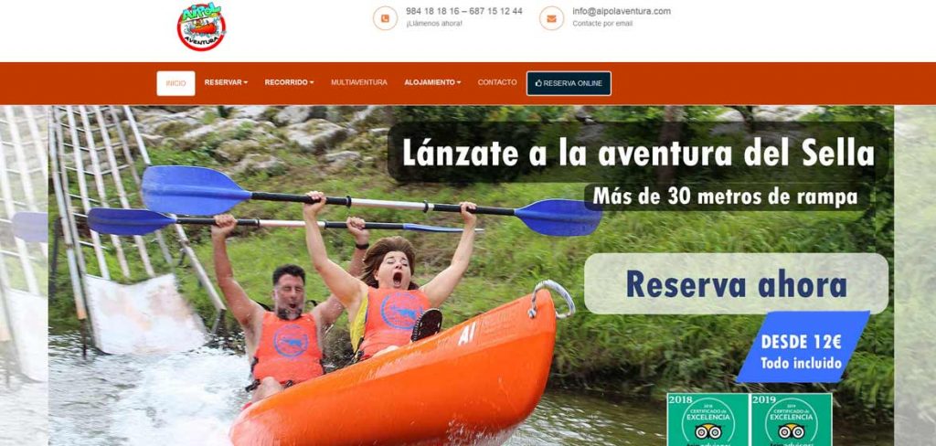 Web de Aipol Aventura el auténtico descenso del sella